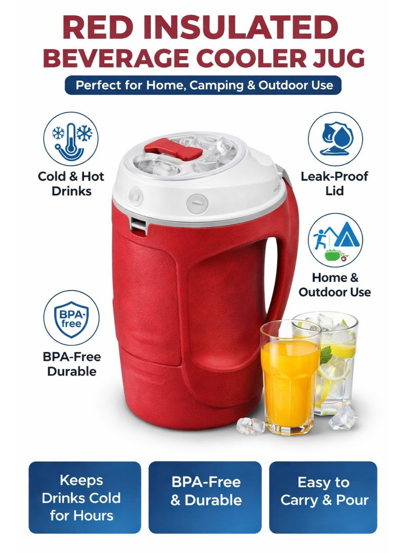 Cosmoplast جهاز تبريد المشروبات مع مقبض - غطاء مانع للتسرب، سعة كبيرة لتوزيع الماء والعصير للاستخدام في المنزل، المكتب، التخييم والاستخدام الخارجي - Image 2